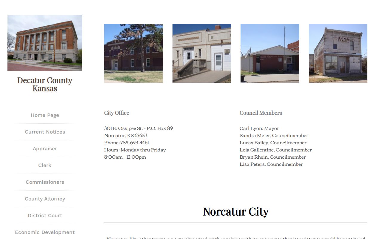 Norcatur official town record contact in Decatur County